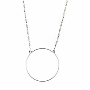 Lele Sandoughi Silver-Plated Brass Circle Pendant Necklace Minimalist NWT